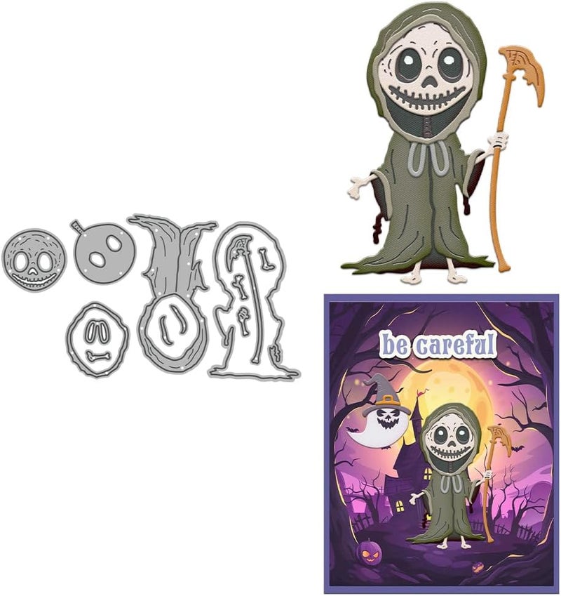 Yi Xuan Halloween Clear Silicone stampReusable Stamp with Pumpkins, Skulls, Bats, Santa Claus, and Holiday Designs. Used for Making Cards, scrapbooks, and DIY templates (Halloween Grim Reaper) - Image 1